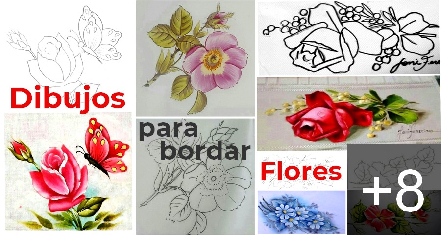12 Dibujos para bordar flores - Bordados a Mano 12 Dibujos para bordar flores - Bordados a Mano