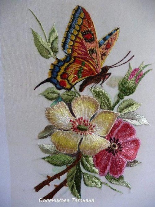 bordado creativo con mariposa