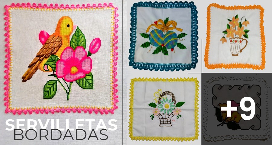 Bordados para servilletas - 13 ideas y paso a paso - Bordados a Mano