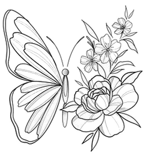 mariposa bordada con flores
