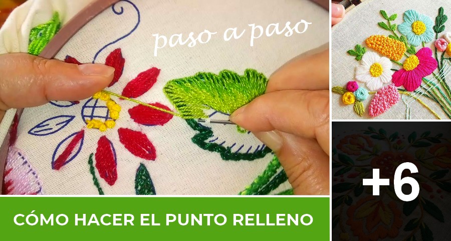 Cómo hacer el punto relleno - Bordados a Mano Cómo hacer el punto relleno - Bordados a Mano