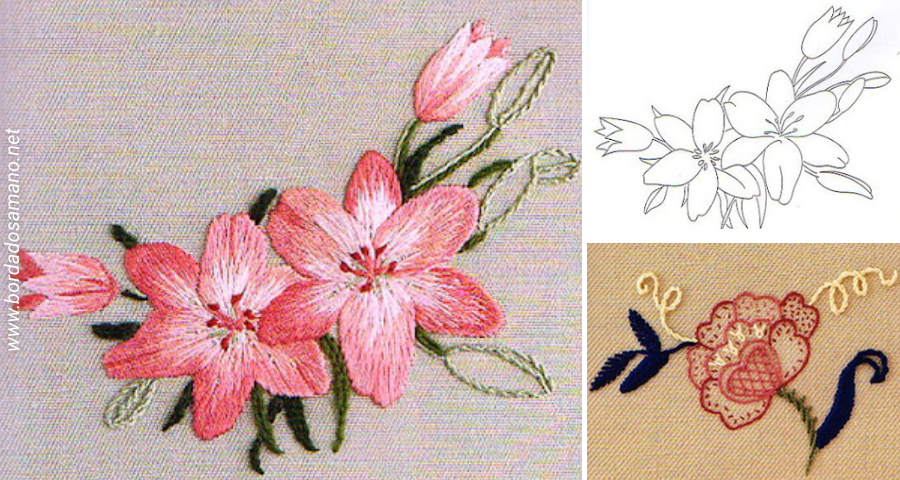 Patrón de bordado flores - Bordando Arte