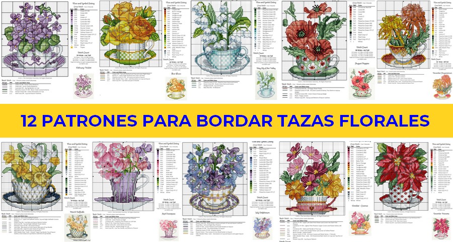 bordar tazas florales