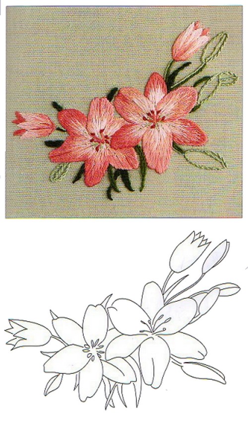  Dibujos para bordar flores