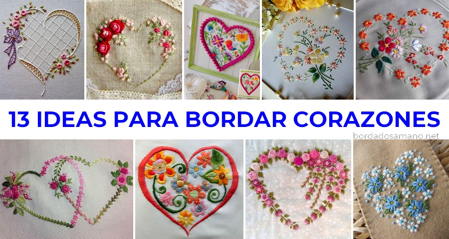 ideas para bordar corazones