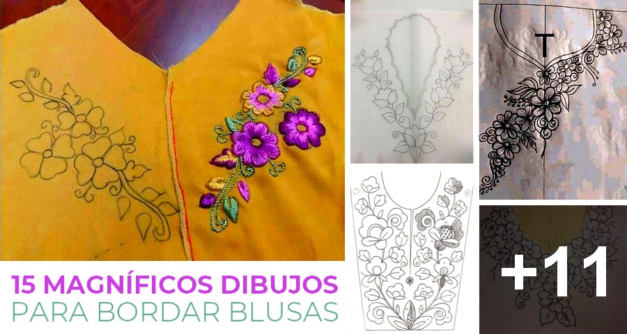 15 Magníficos dibujos para bordar blusas - Bordados a Mano 15 Magníficos dibujos para bordar blusas - Bordados a Mano