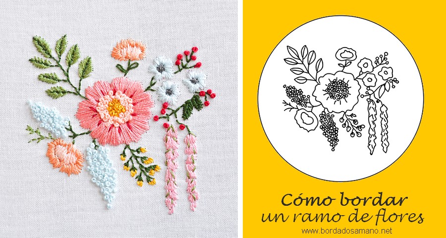 bordar un ramo de flores
