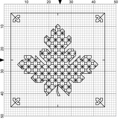 hoja en bordado blackwork