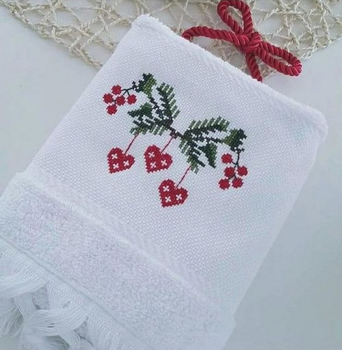 idea para bordar toallas navideñas