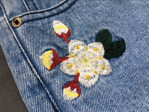 embroider jeans with flower