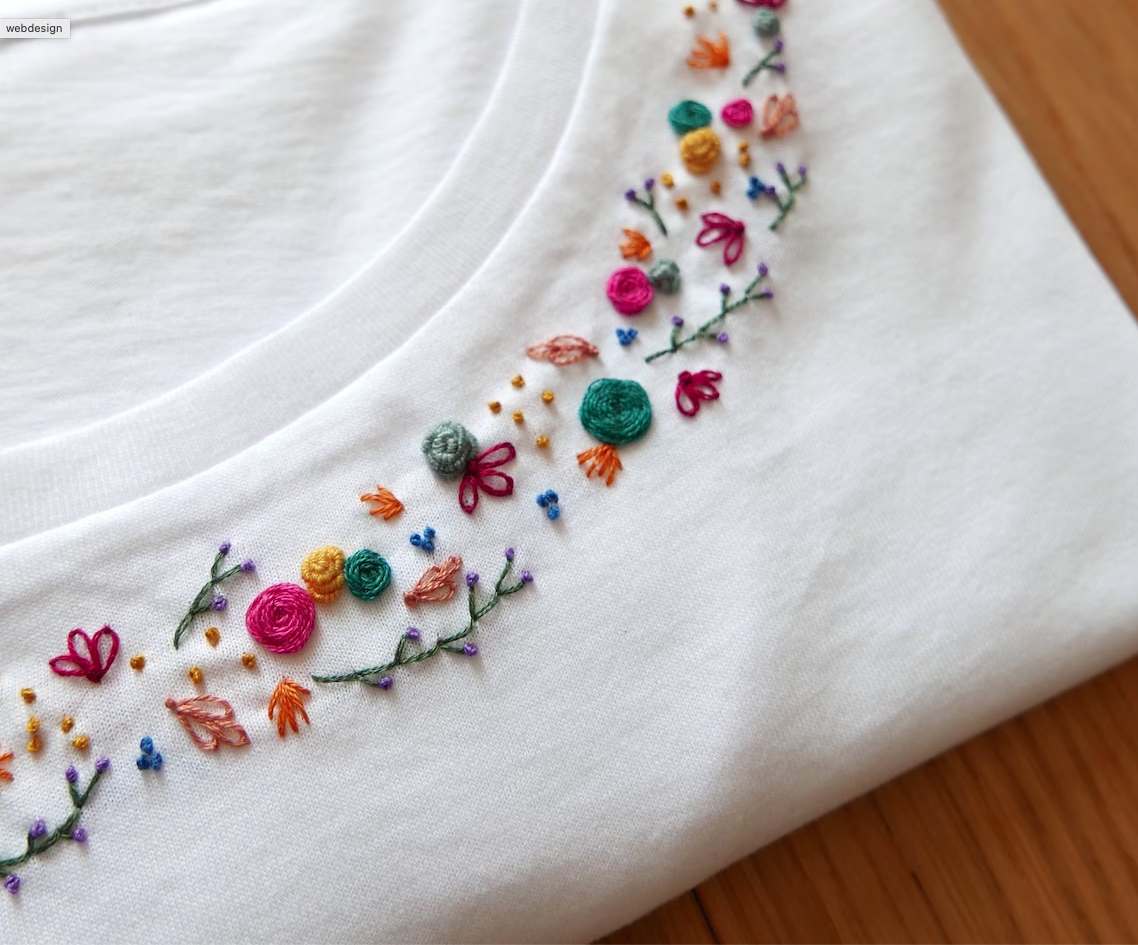 camiseta bordada con flores