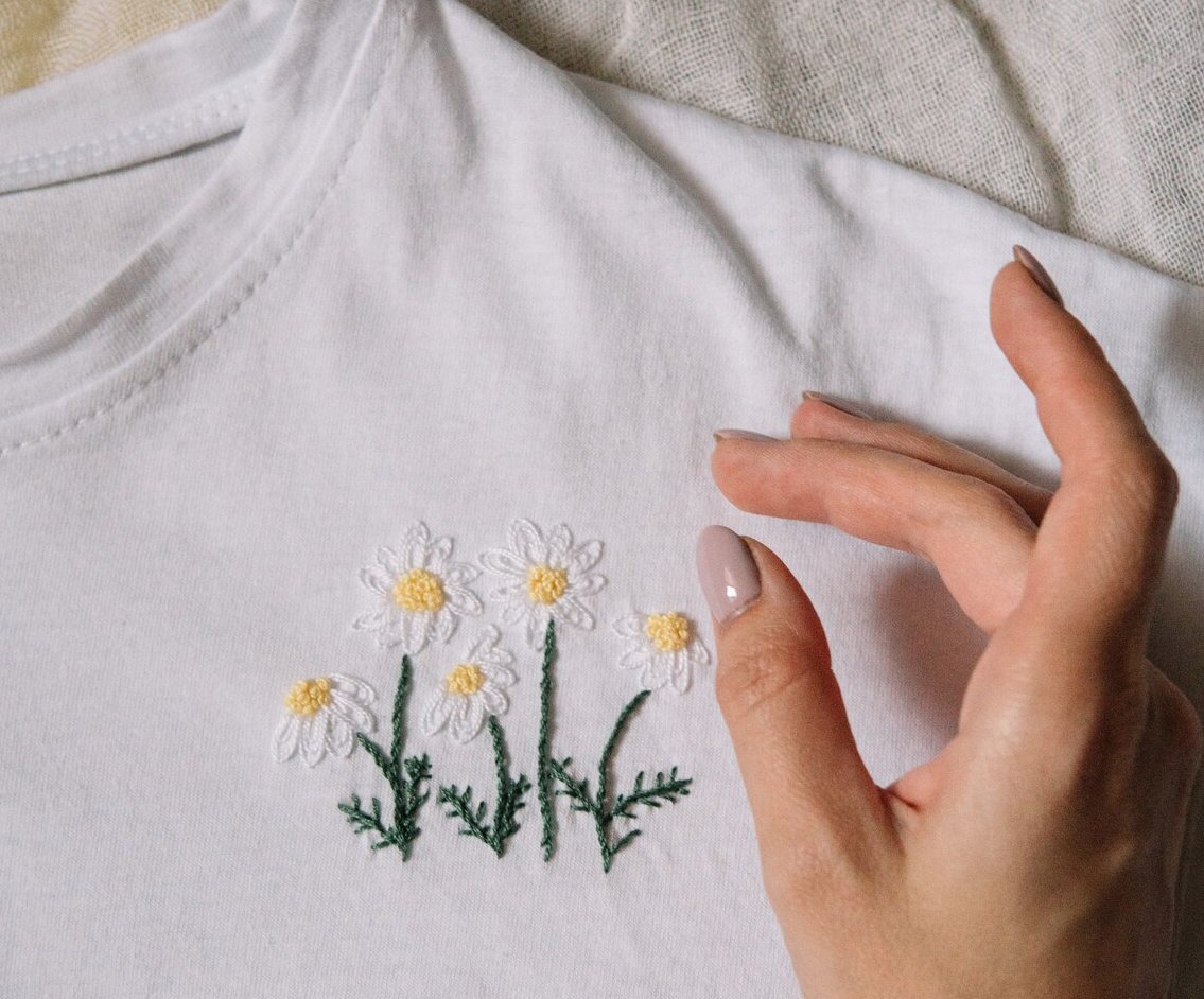 flower embroidered shirt