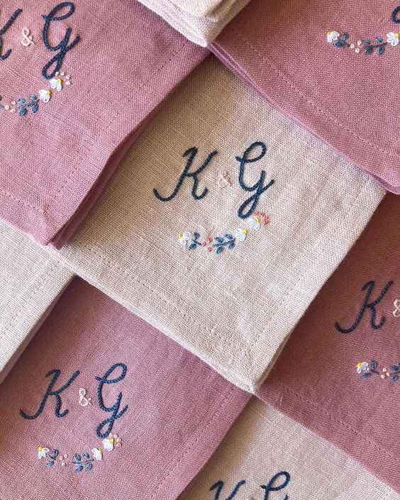 Napkins with embroidered monograms